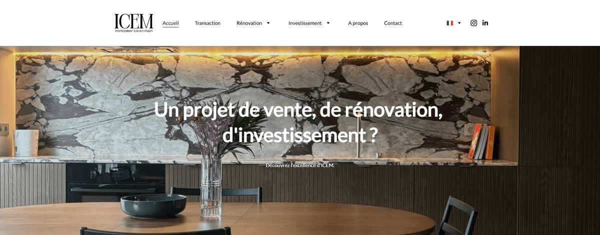 Capture d'écran du site ICEM Immobilier